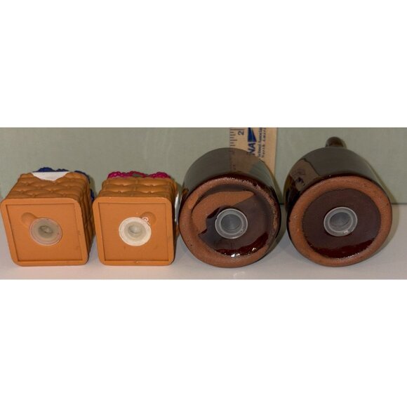 Vintage Salt Pepper Lot Shakers Floral Country Rural Fruit Pincher Jug Brown - Picture 3 of 5